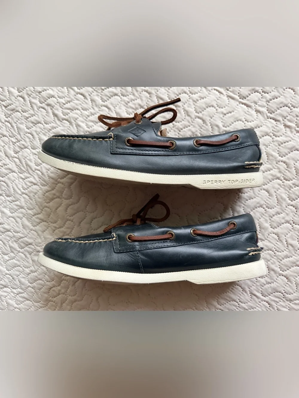 Sperry Top-Sider Men’s 7.5M Navy Blue Leather Authentic Original Boat Shoes